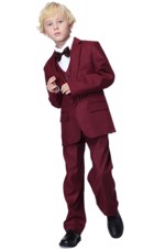 Børne jakkesæt: Altlas - mørk rød - drengejakkesæt i 5 dele 